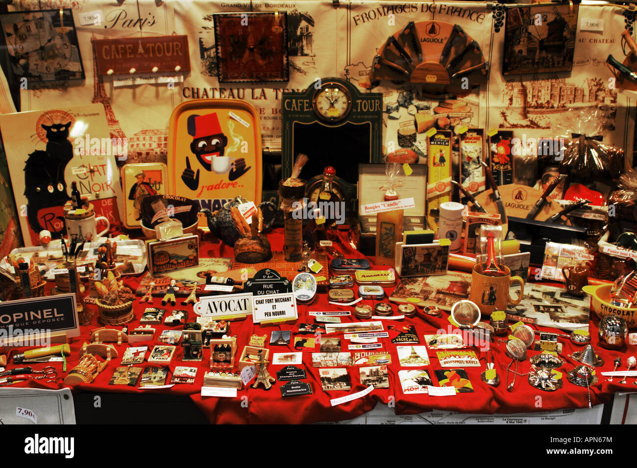 A shop window display of bric a brac and antique items in the Montmartre district of Paris France Stock Photo