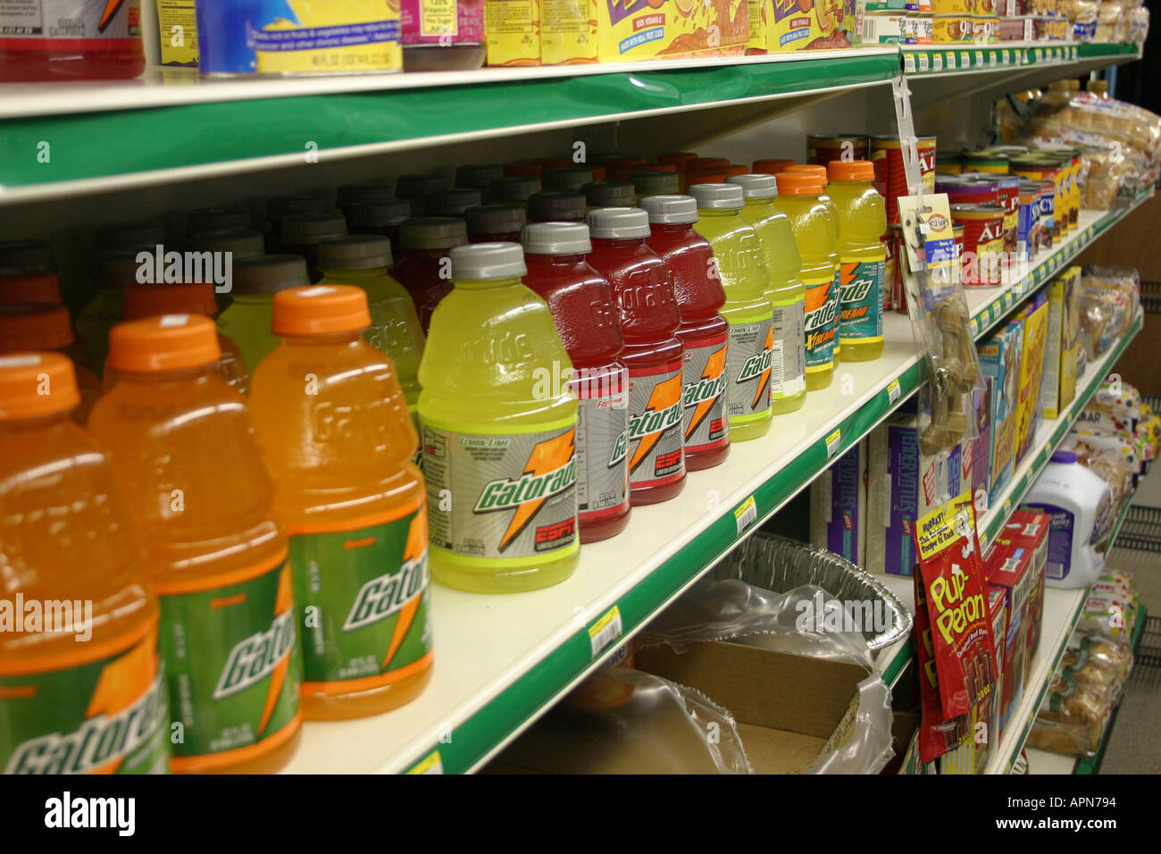 Gatorade in a row on a shelf Stock Photo Alamy