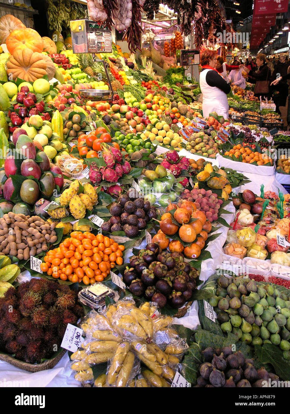 Tropical fruits La Boqueria Market Barcelona Spain Stock Photo Alamy