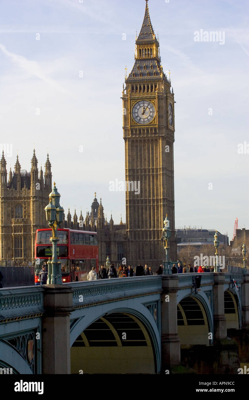 Bigben and The Houses Of Parliment London UK Winter Stock Photo