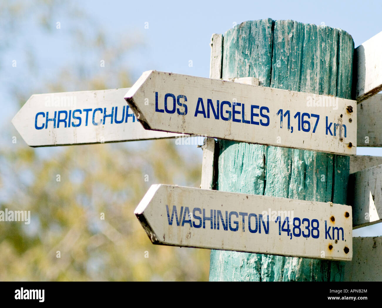 Distance signs to Los Angeles and Washington Stock Photo Alamy