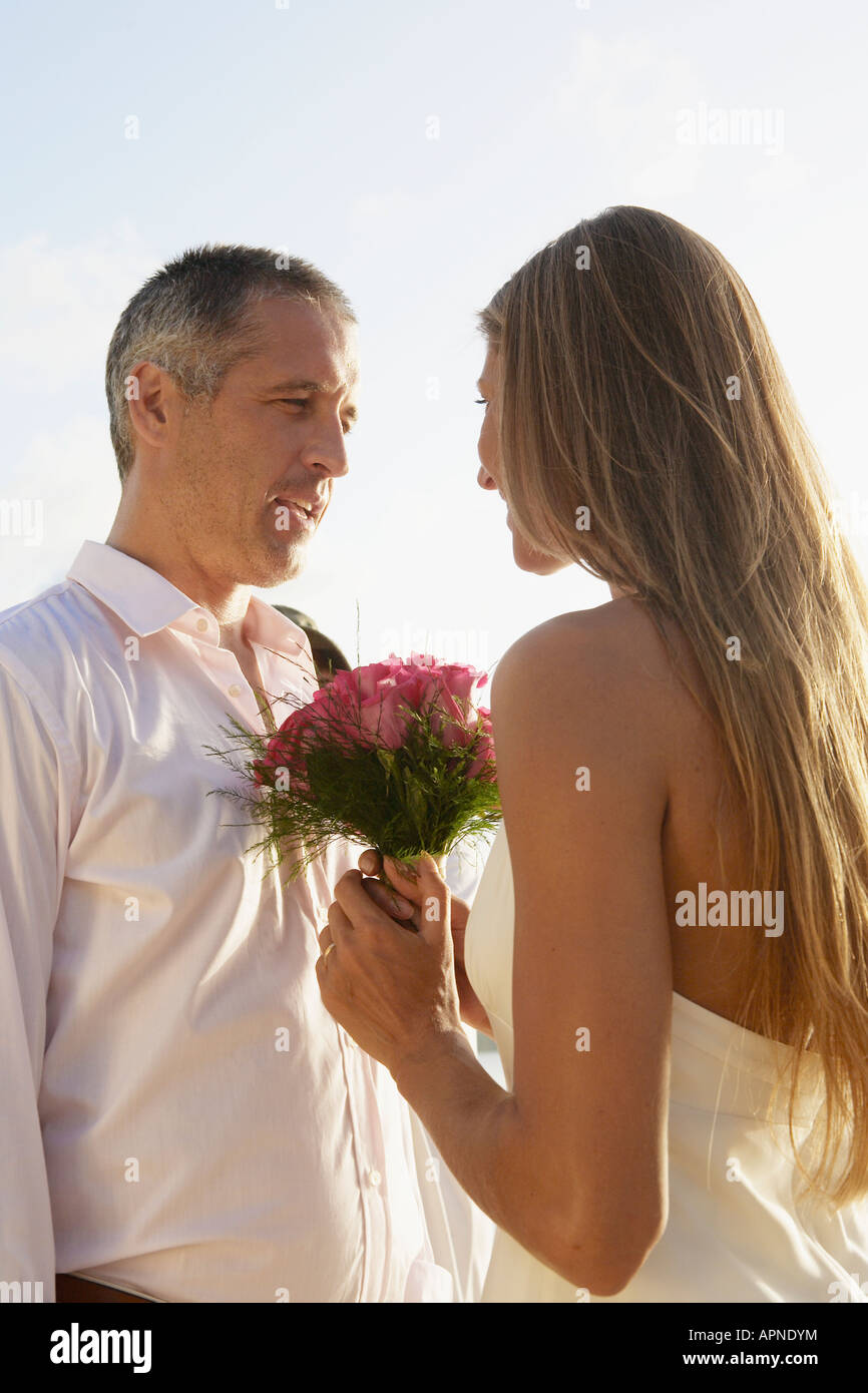 Newlyweds looking at each other Stock Photo