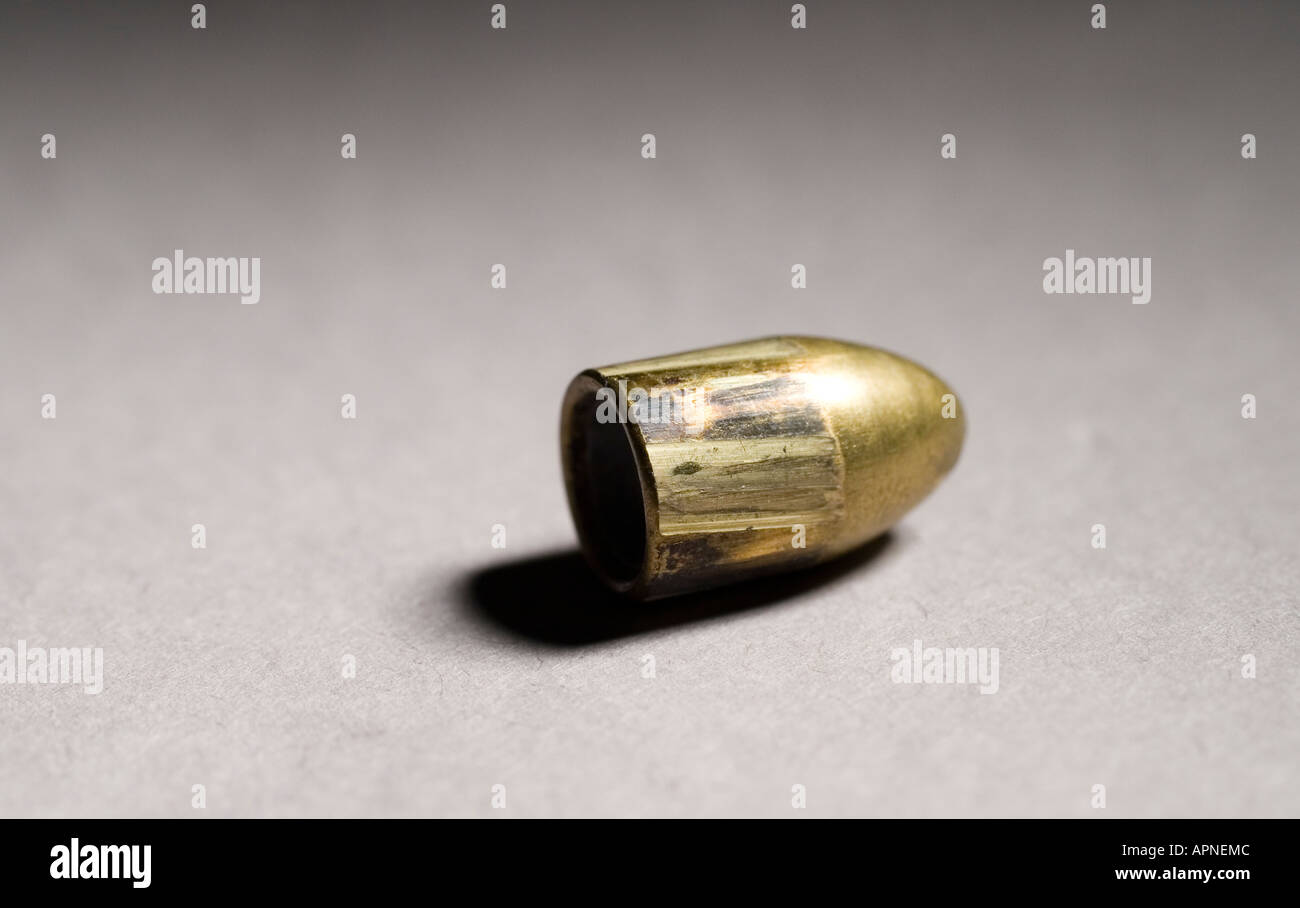 Rifling marks on bullet also known as land impressions and groove Stock