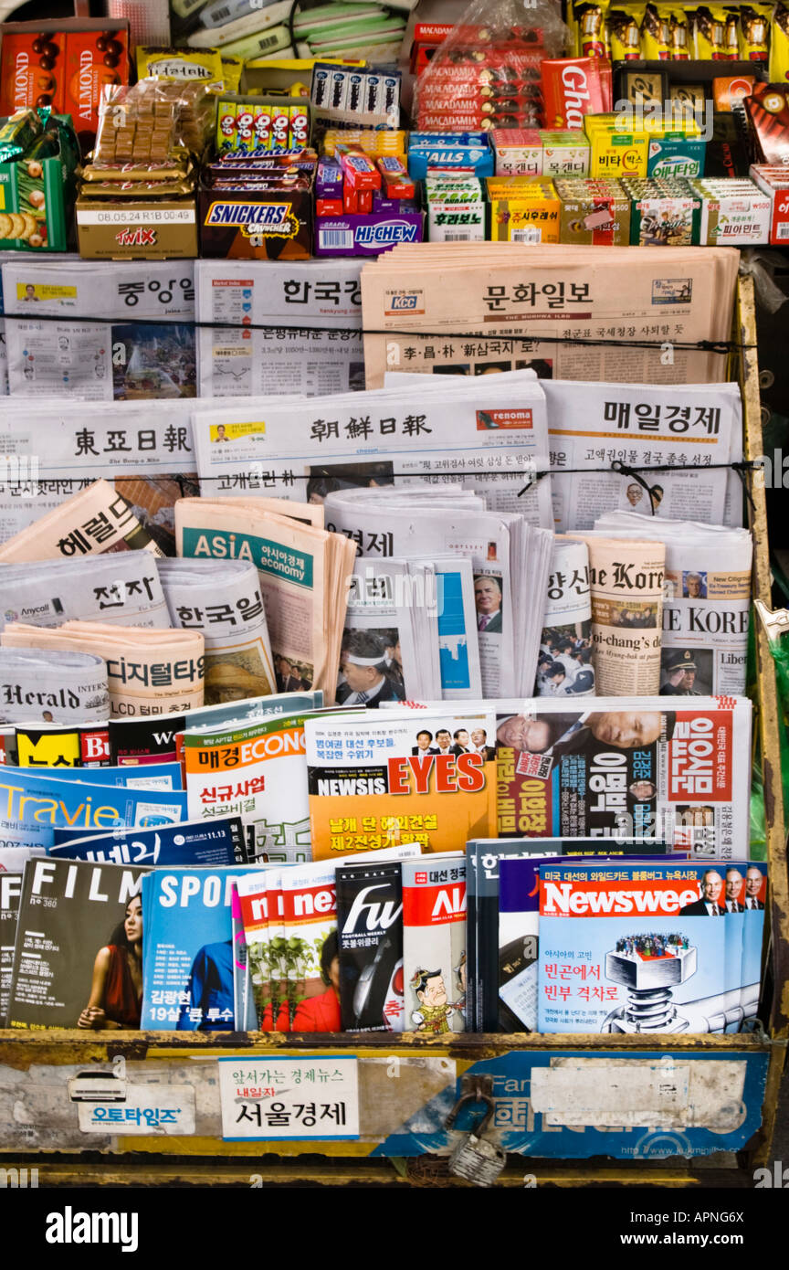 Newspaper stand in Seoul Korea Stock Photo