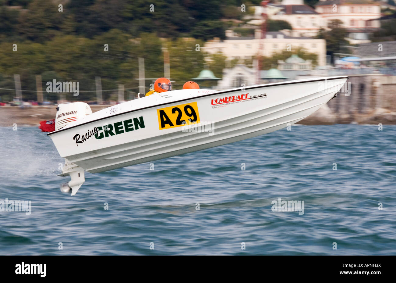 Offshore circuit racing Racing Green No. A29 Racing at Torquay England Stock Photo