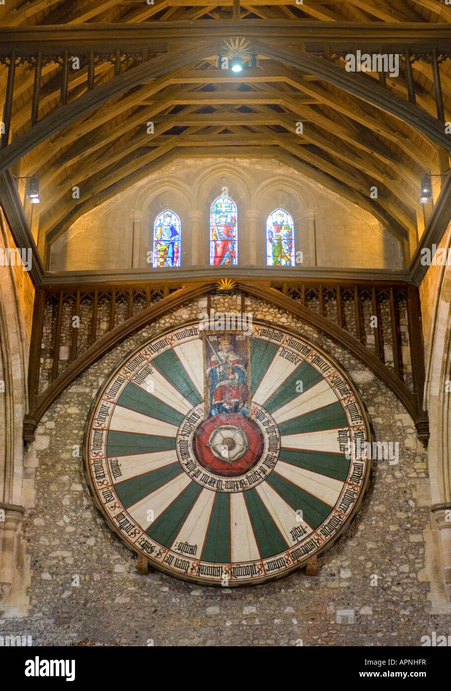 King Arthur's round table at Winchester Great Hall Stock Photo