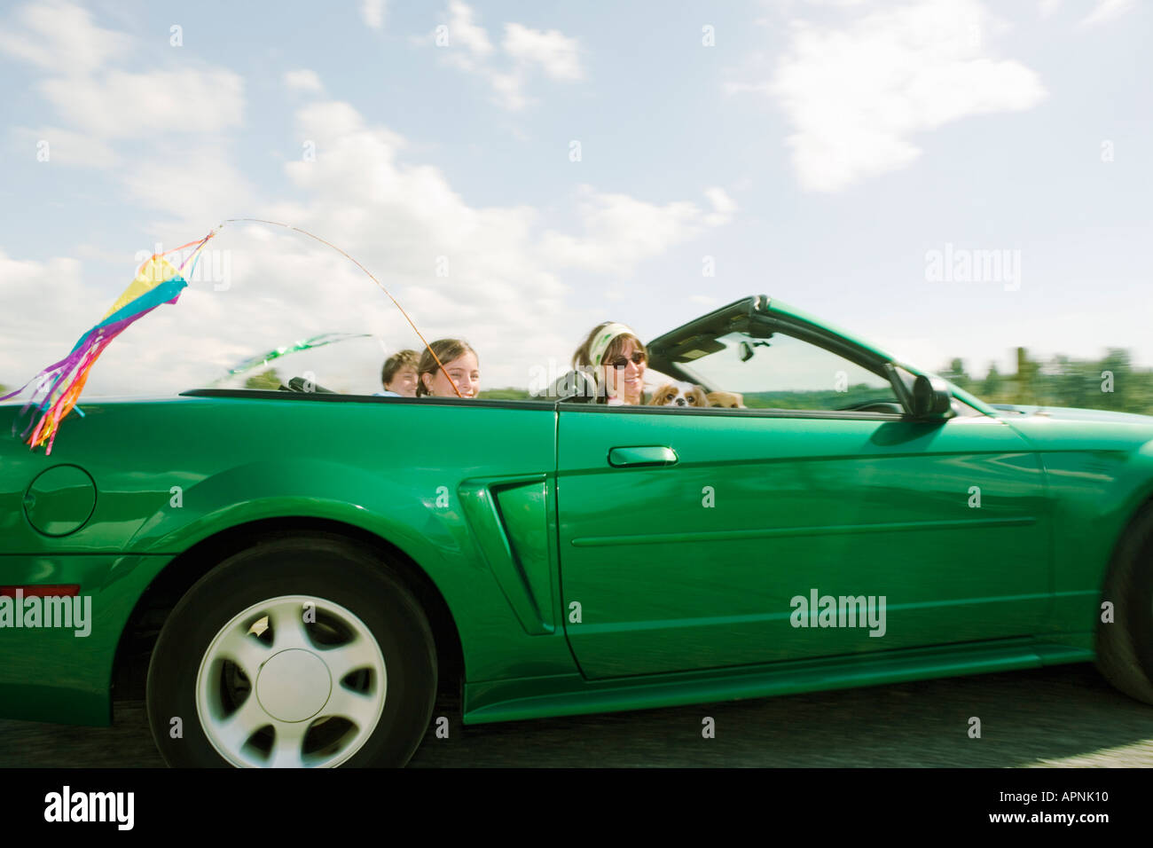 Family riding in convertible car Stock Photo Alamy