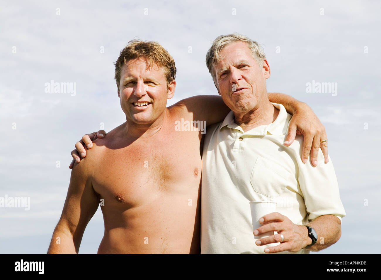 Father with his middle aged son Stock Photo