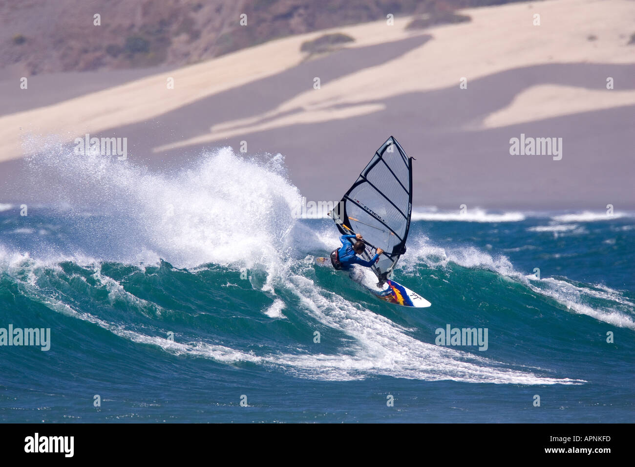 FRANCISCO GOYA WINDSURFING ACTION IN CHILE Stock Photo