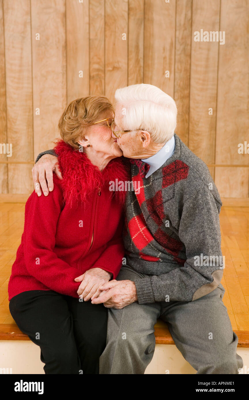 Senior couple kissing Stock Photo