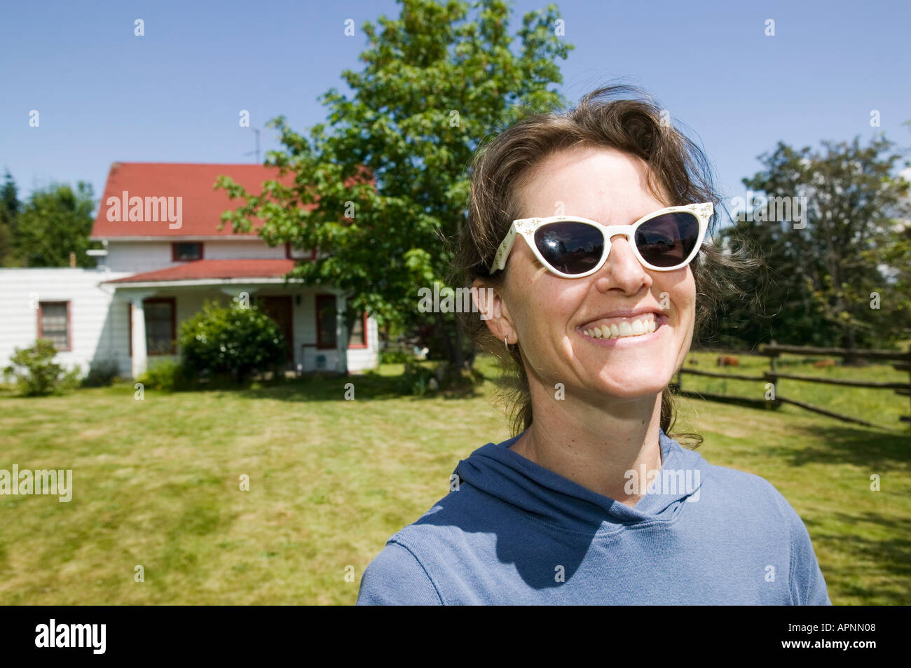 Headshot of woman smiling Stock Photo