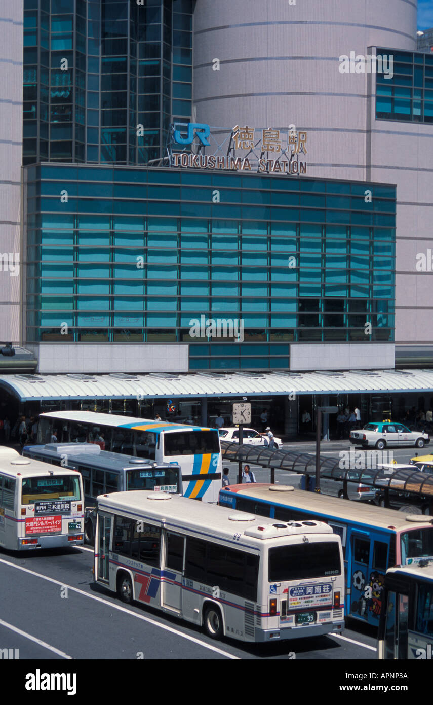 Tokushima train and bus station, Shikoku, Japan - Asia. Stock Photo