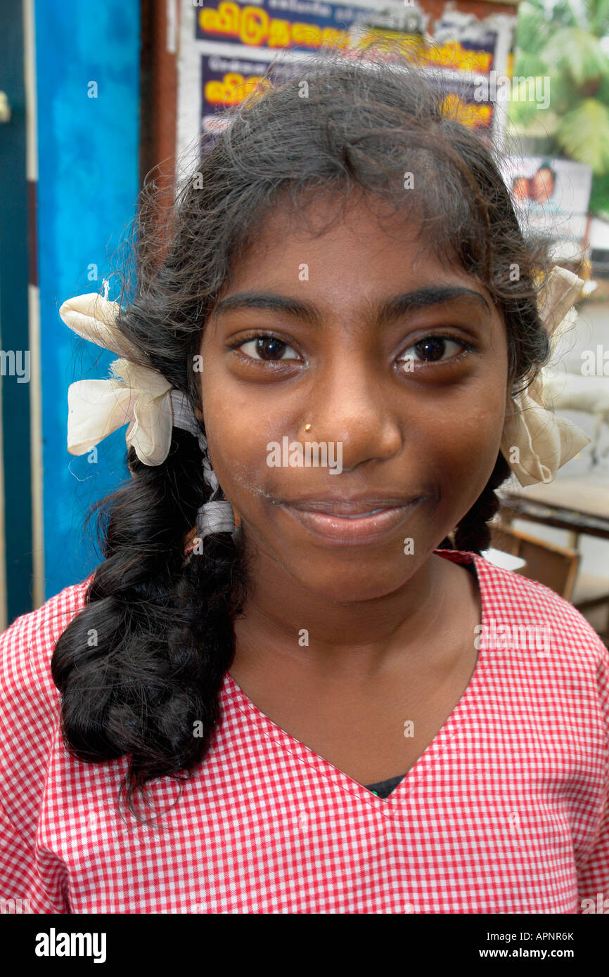 portrait of indian girl in chennai backstreet Stock Photo - Alamy