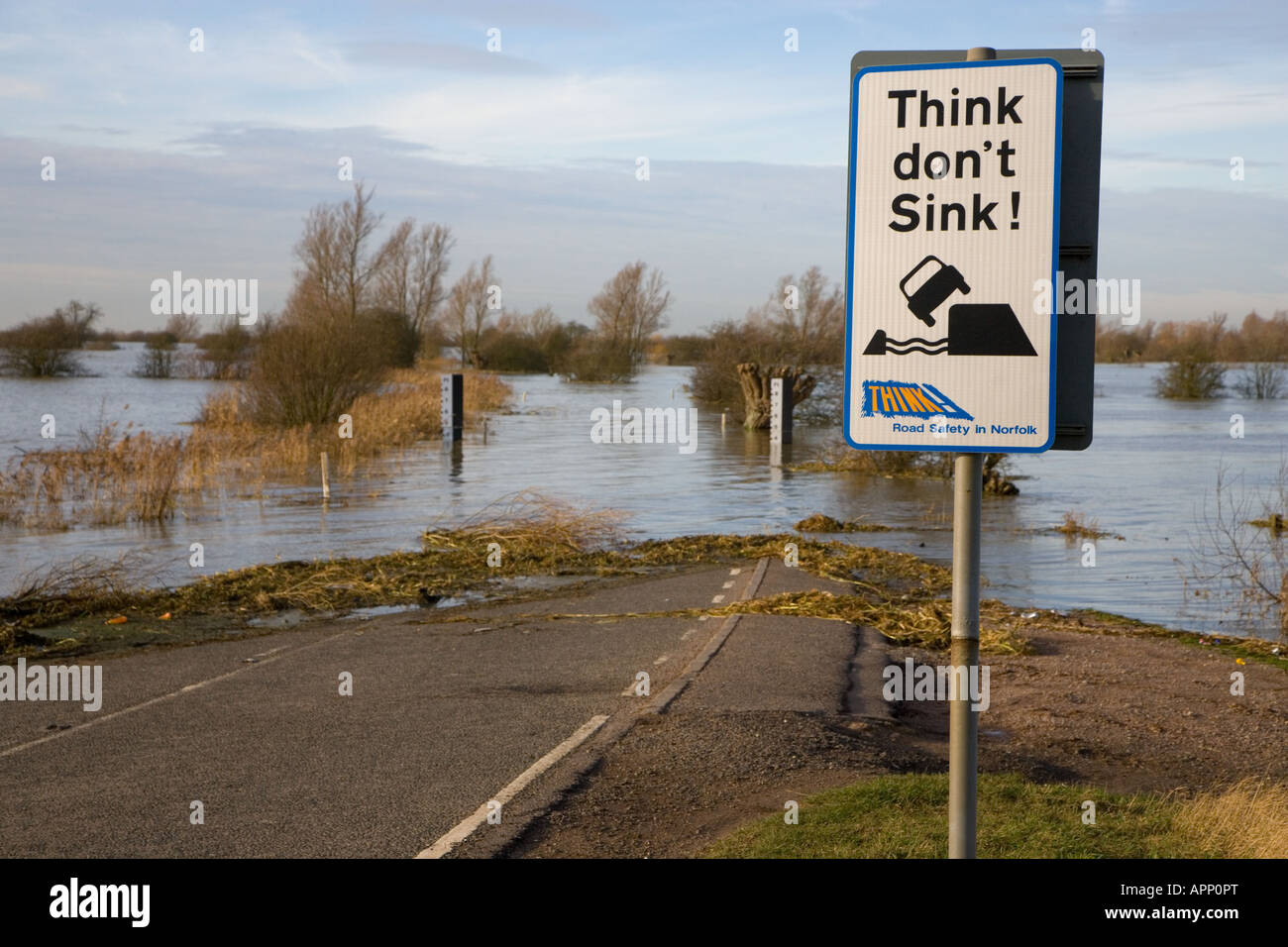 Old Bedford River in Flood Norfolk Winter Stock Photo