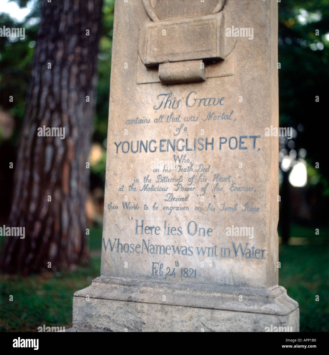 John Keats grave stone in Rome Italy KATHY DEWITT Stock Photo