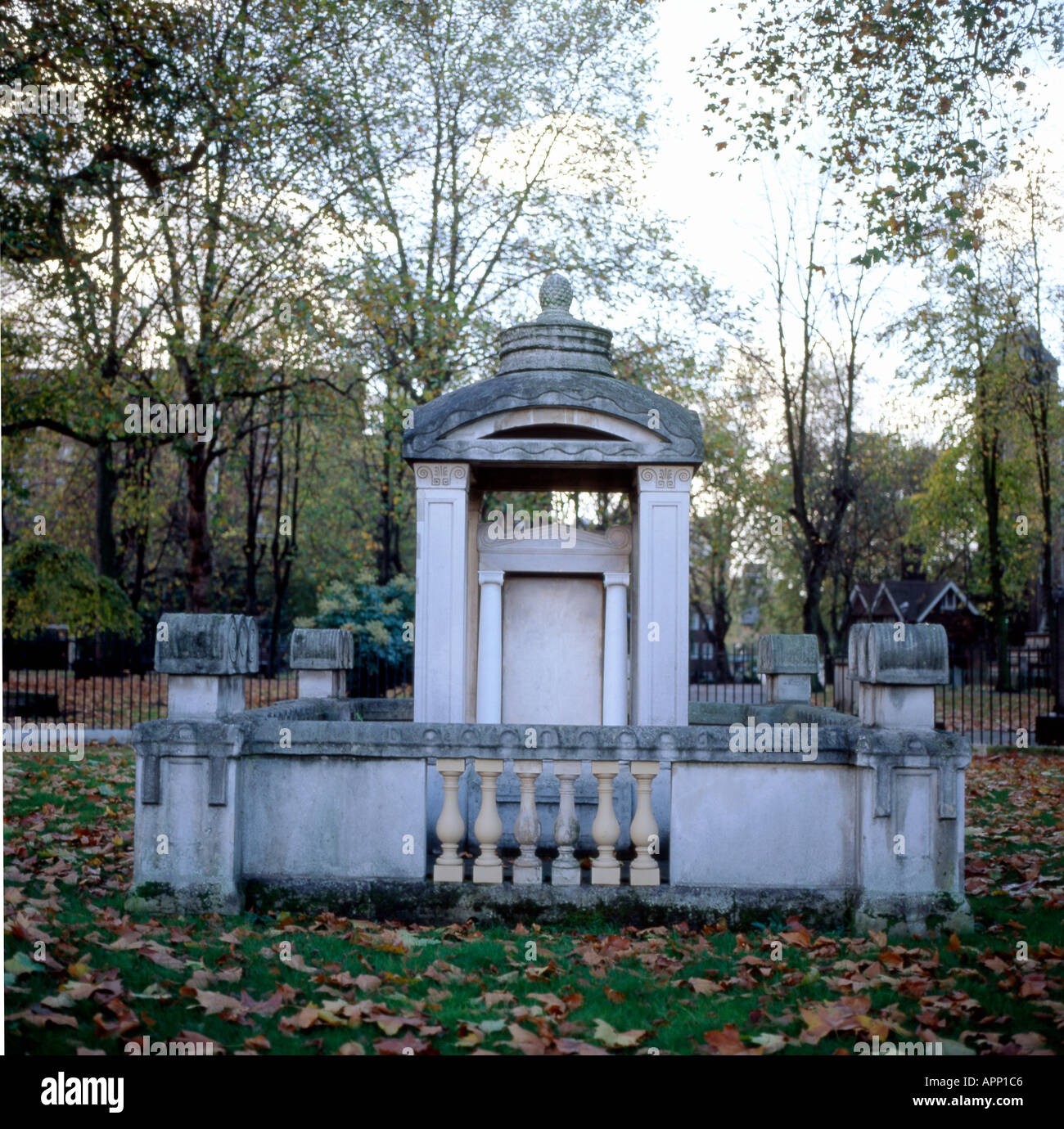 Sir John Soane Mausoleum in St Pancras Gardens possible inspiration for Sir Giles Gilbert Scott design for red telephone box London UK  KATHY DEWITT Stock Photo