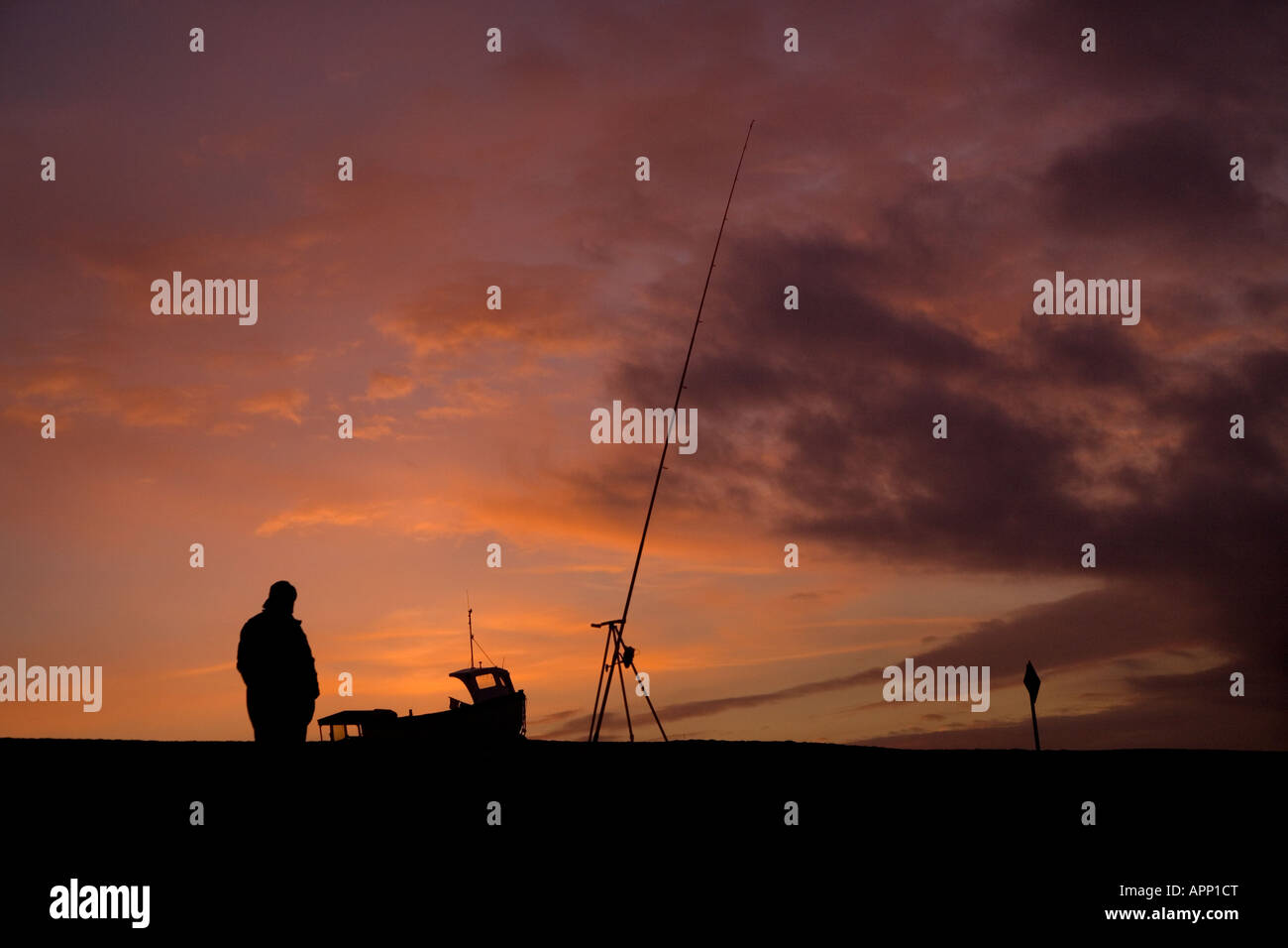 Fishing boat in sunset sea hi-res stock photography and images - Alamy
