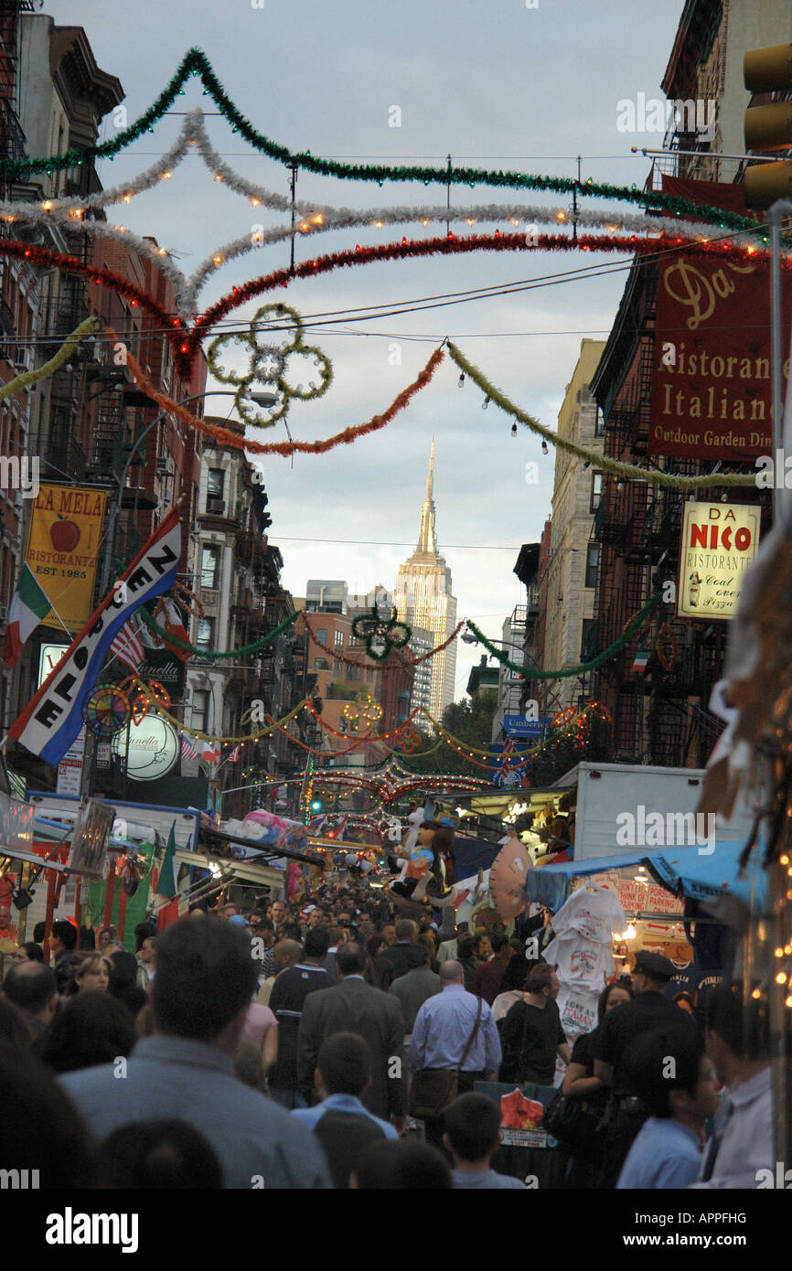 Urban Scene of the San Gennaro Italian Festival in Little Italy New