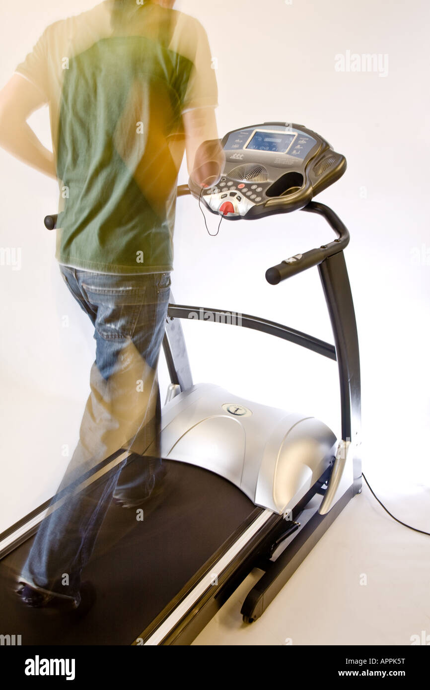 Running machine in use Stock Photo Alamy