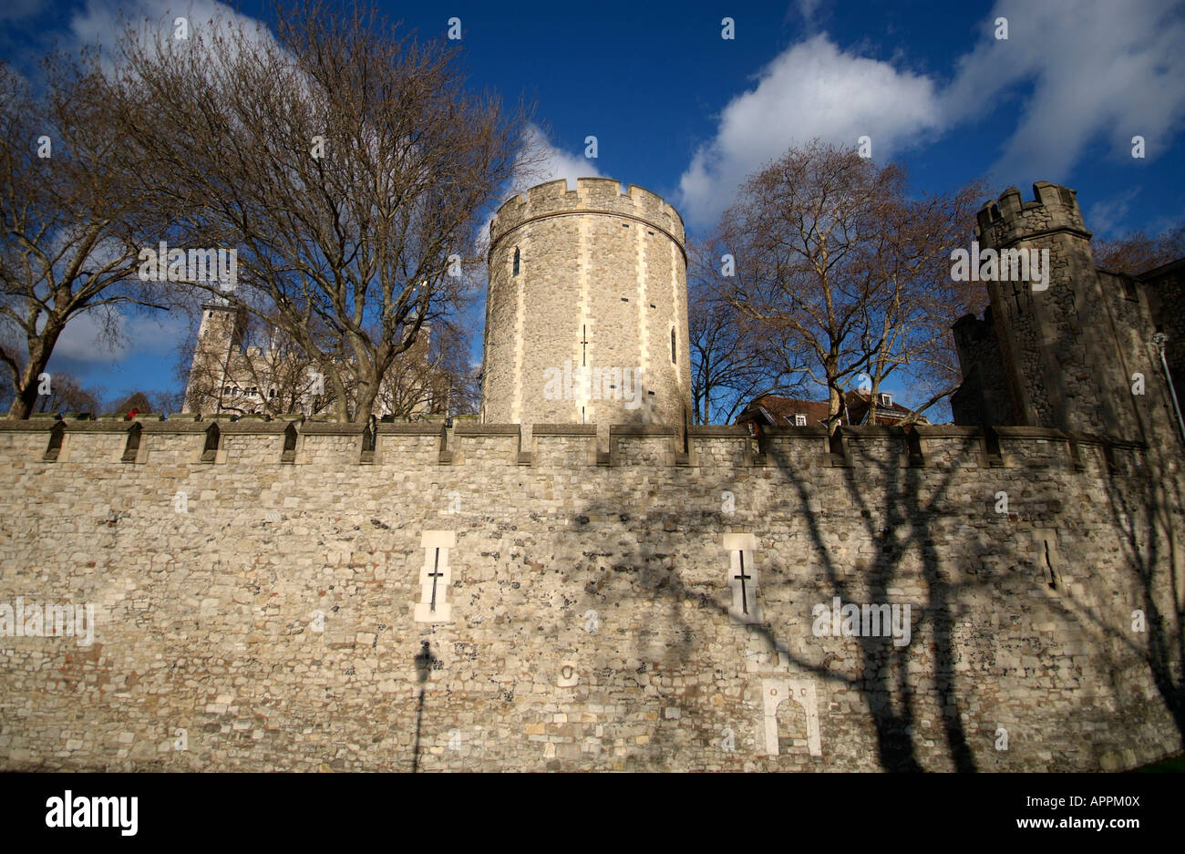 Curtain wall of the Tower of London. Stock Photo