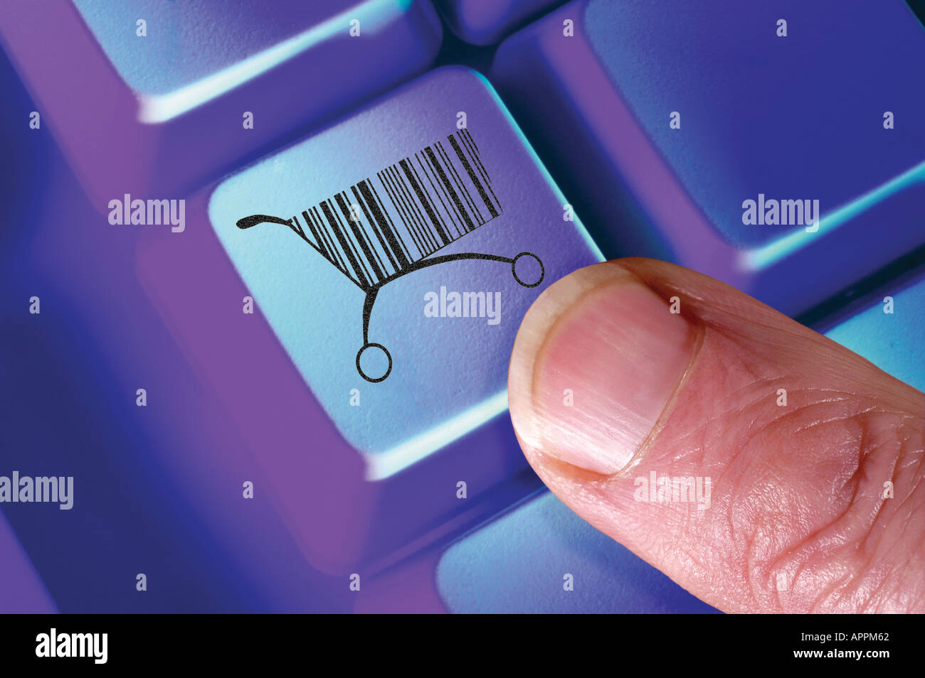 Down Key Barcode computer key with online shopping cart and barcode symbol Stock Photo ...