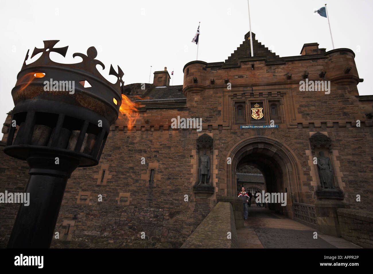 Burning torch at the entrance, Edinburgh Castle, Esplanade, Castle Rock