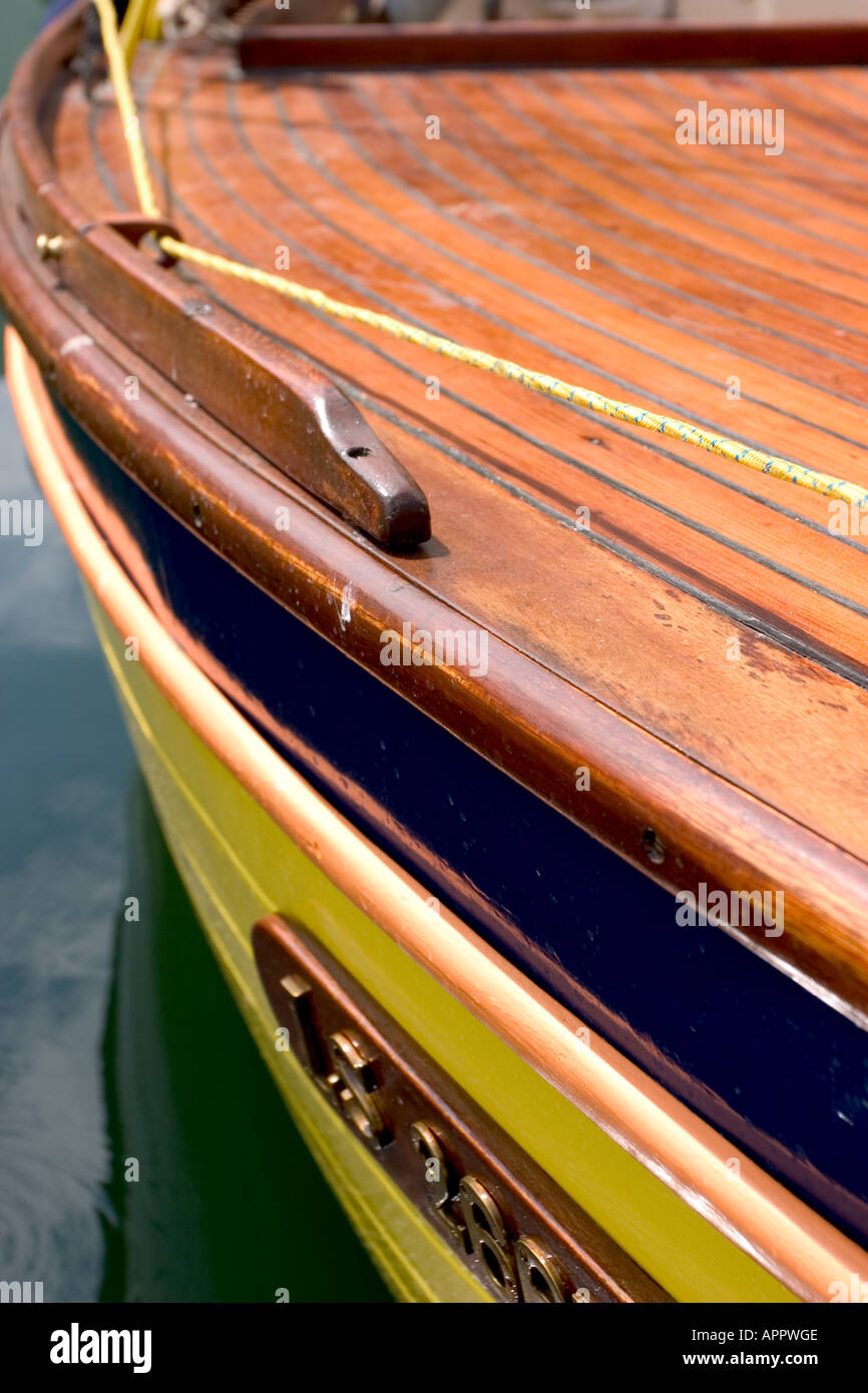 Wooden fish boat in typical colors in france Stock Photo