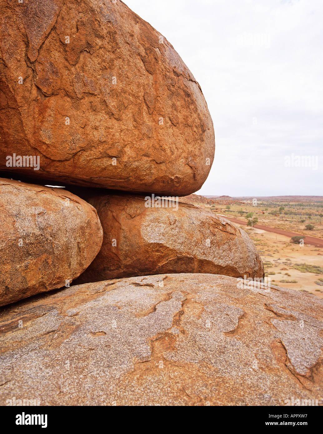 The Devil s marbles granite boulders worn down and split by weathering