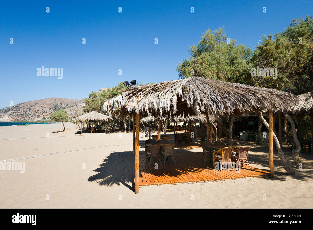 Beach Bar, Paleochora Beach, South West Coast, Hania Province, Crete ...