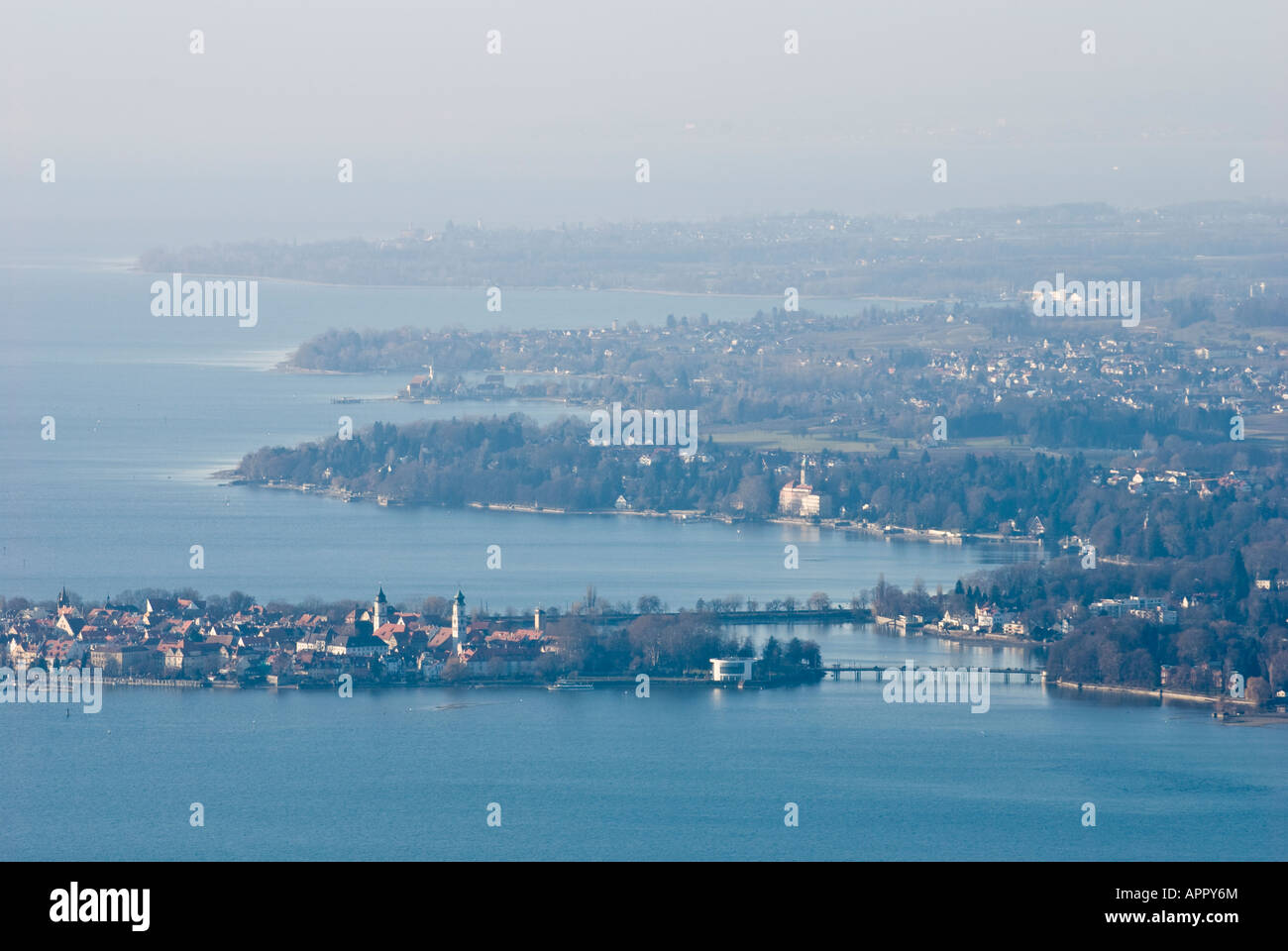 Lindau Island in Lake Constance (Bodensee) Bavaria Germany seen from