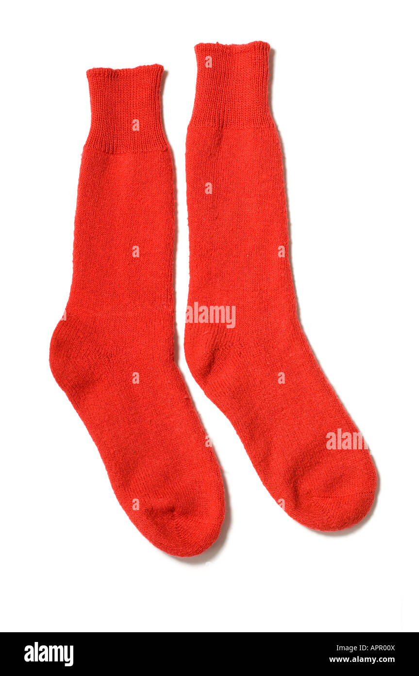 Red woollen socks Stock Photo