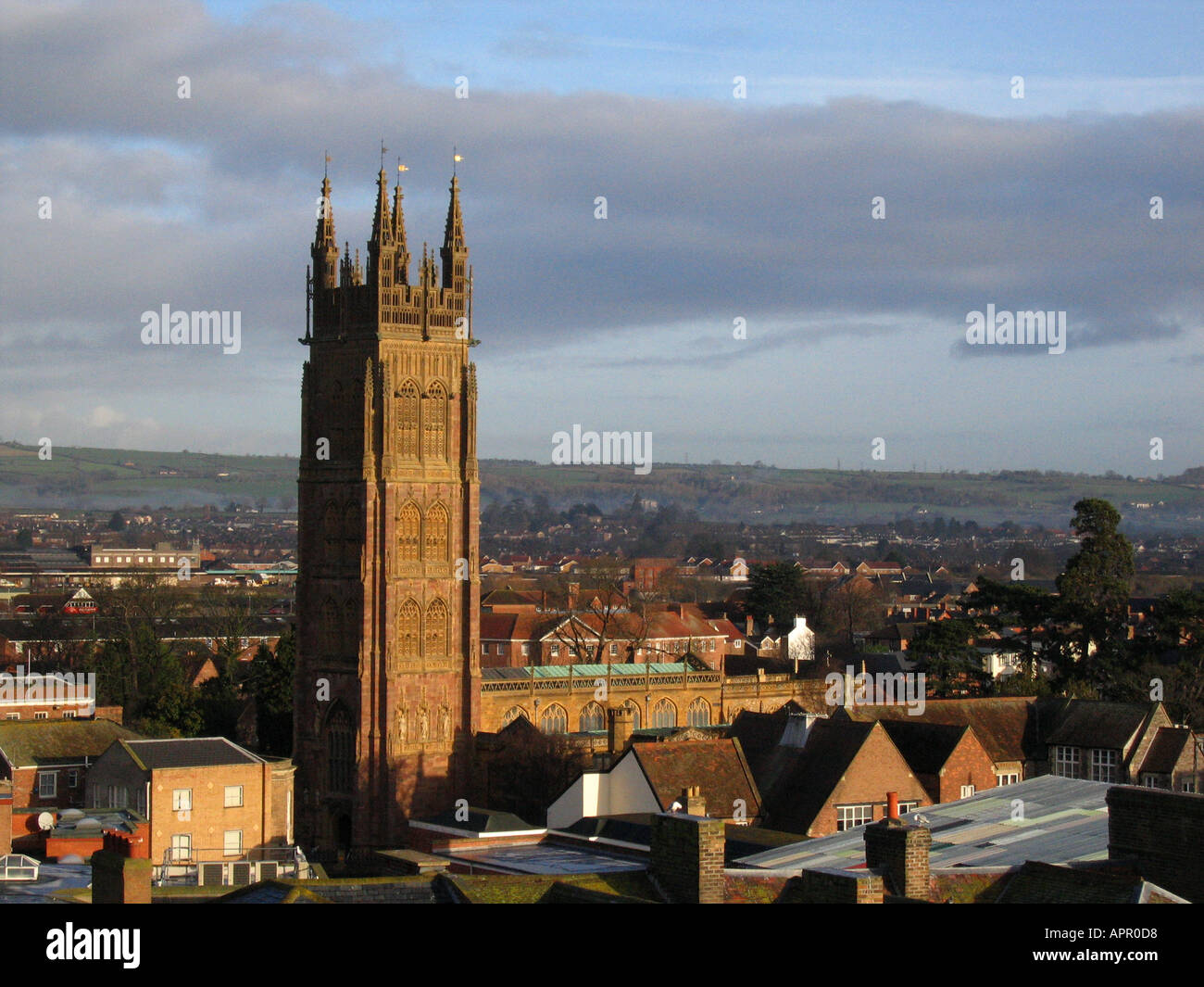 Taunton Somerset,showing prominent church over city. Stock Photo