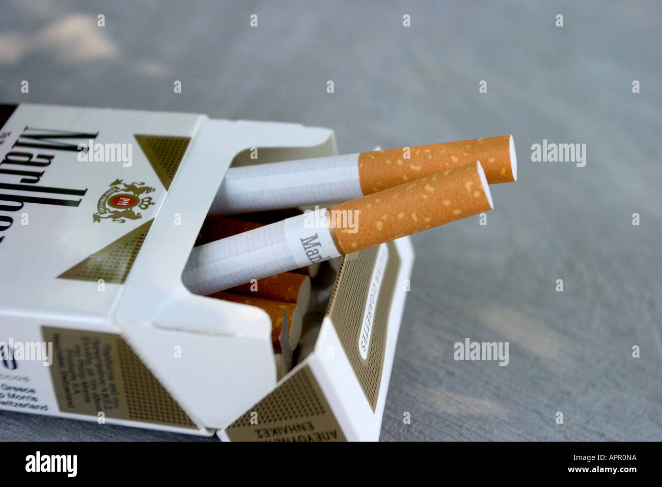 soft tobacco Close up of soft cigarettes pack Stock Photo