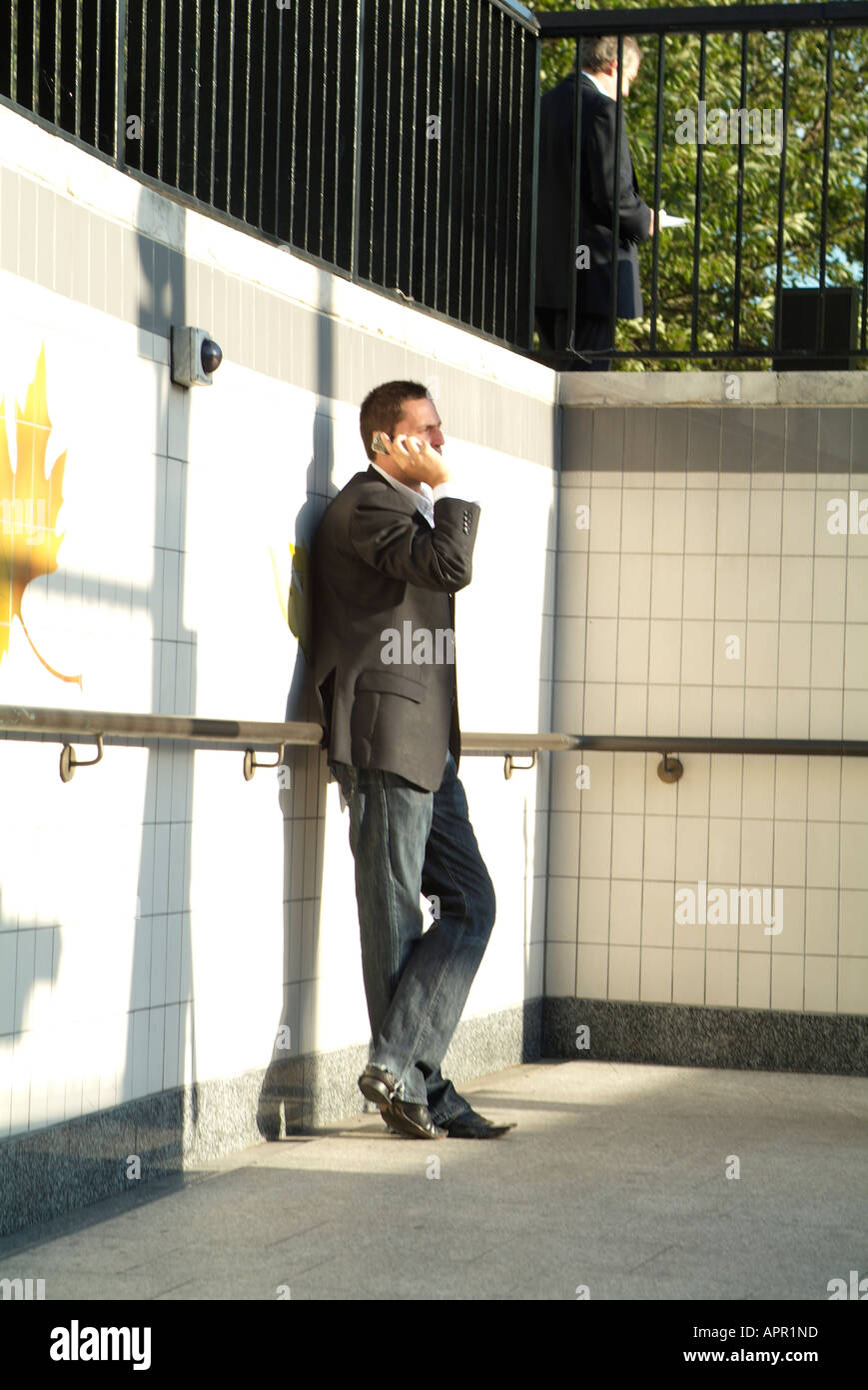 Man talking on mobile phone Stock Photo