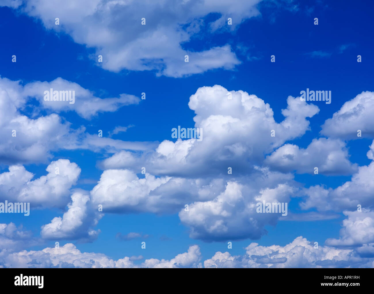 Blue sky with white cumulus clouds Stock Photo - Alamy