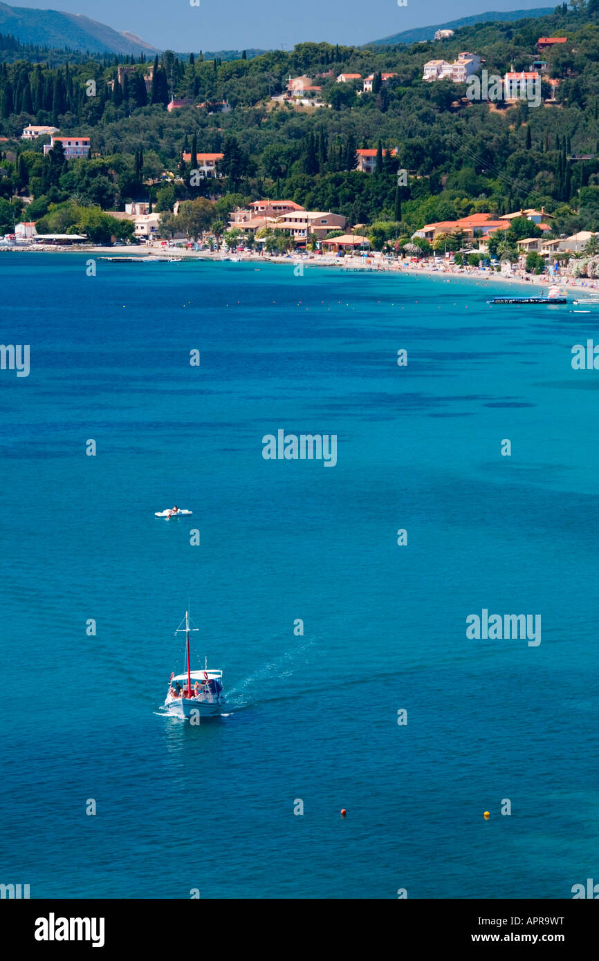 Boat Trip leaving Barbati Beach, Corfu, Greece Stock Photo