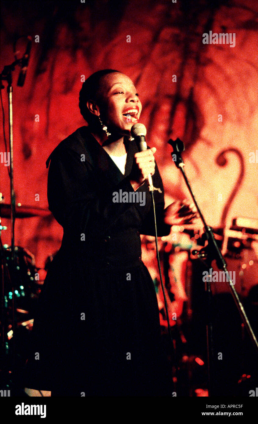 Marianne Jean Baptiste singing in a jazz club in Camden Town London 1989 Stock Photo Alamy