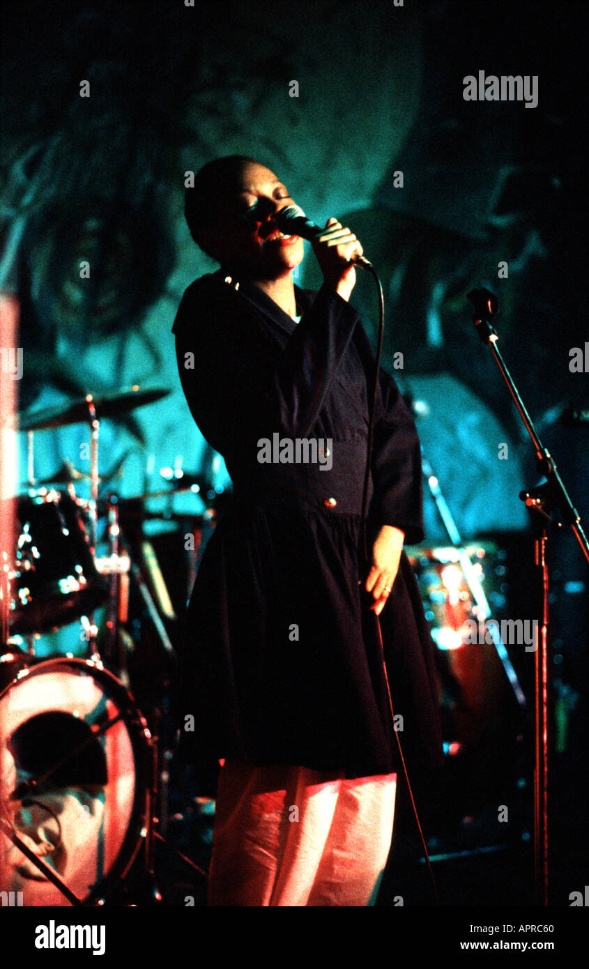 Marianne Jean Baptiste singing in a jazz club in Camden Town London 1989 Stock Photo