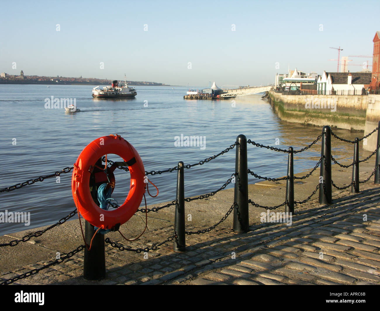Lifebuoy Blundellsands Beach Mersey Estuary Liverpool UK Stock Photo