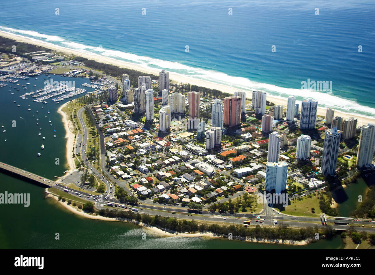 Main Beach Gold Coast Queensland Australia aerial Stock Photo -