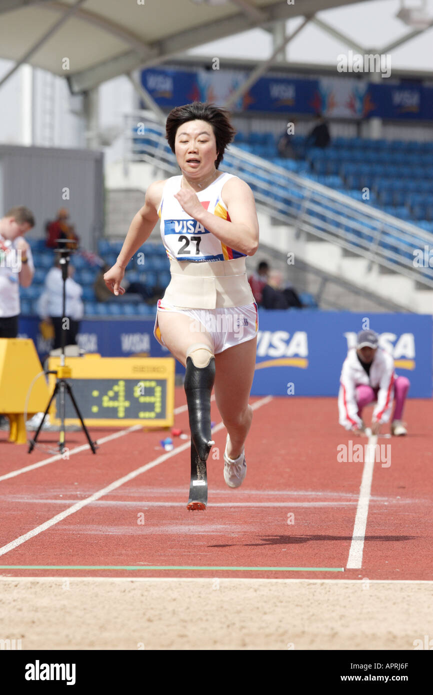 Juan WANG CHN on the run up to her jump in the women s F44 long jump ...