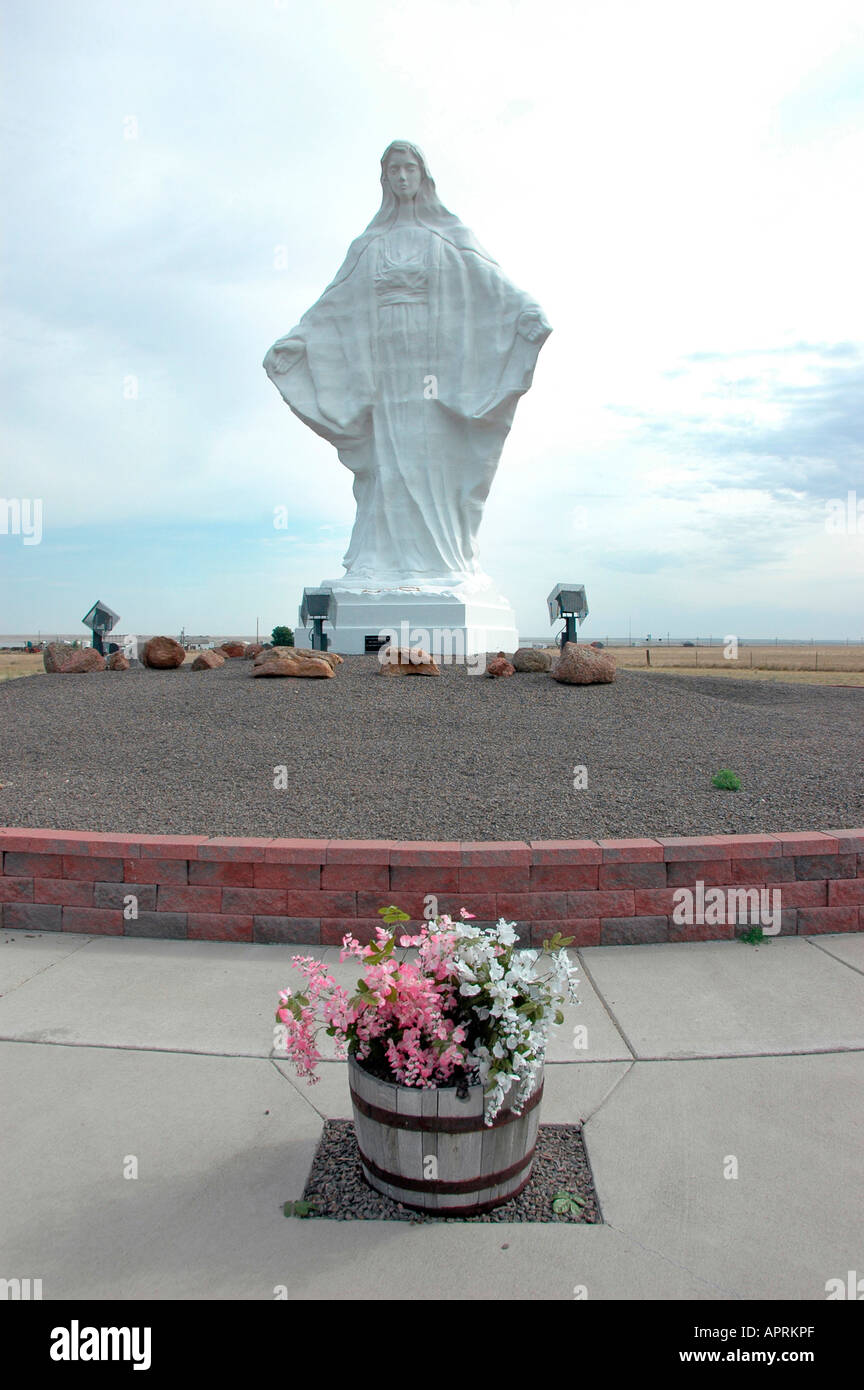 Our Lady of Peace statue with the stations of the cross in Pine Bluffs