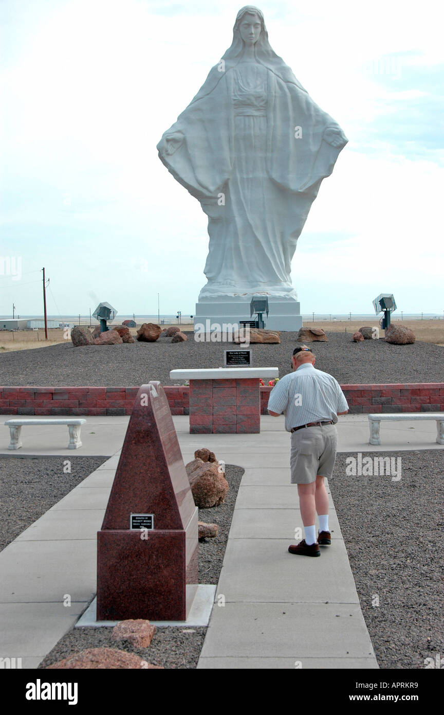 Our Lady of Peace statue with the stations of the cross in Pine Bluffs