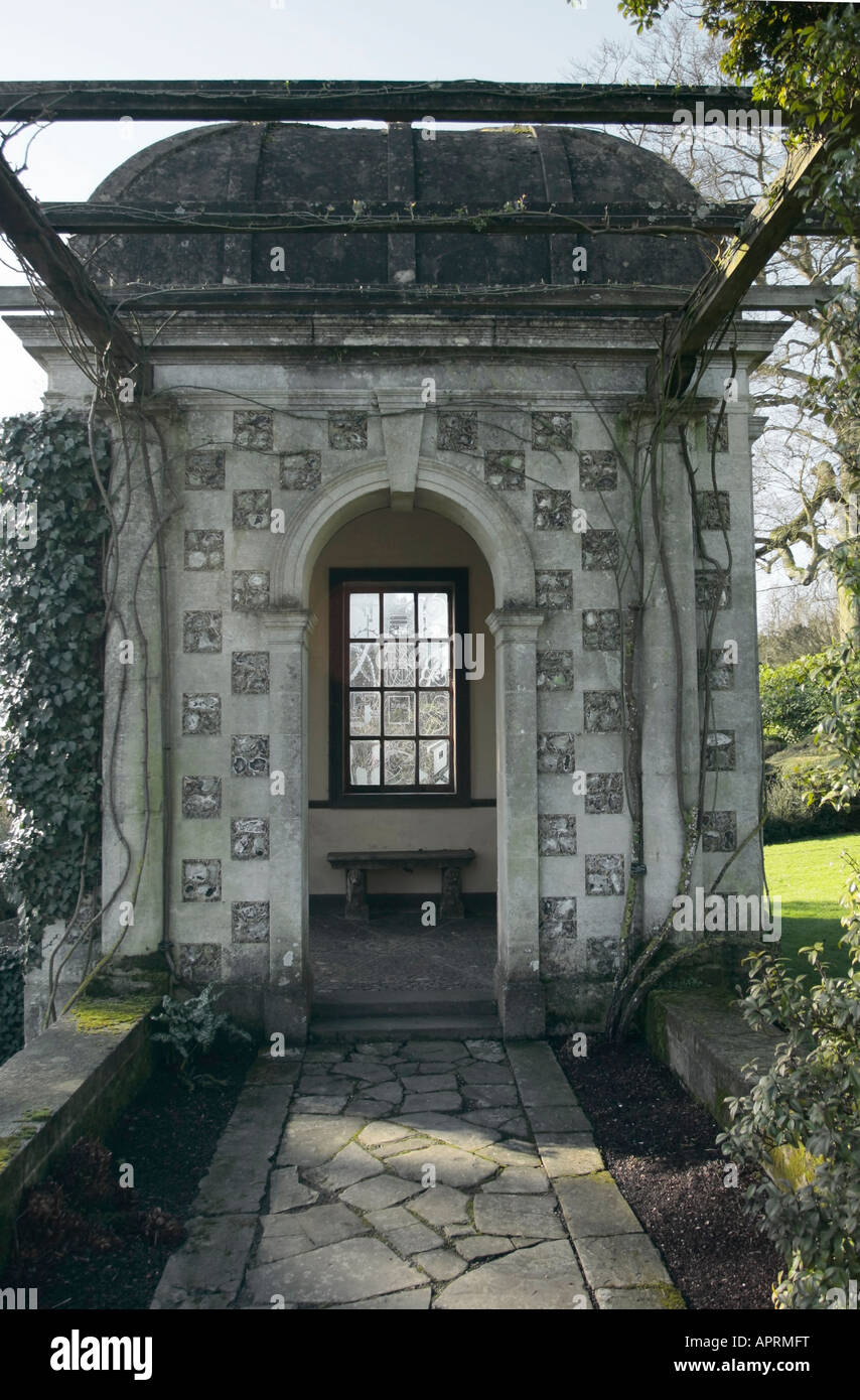 Gazebo at the west end of the Pergola at West Dean Gardens, West Sussex, England Stock Photo