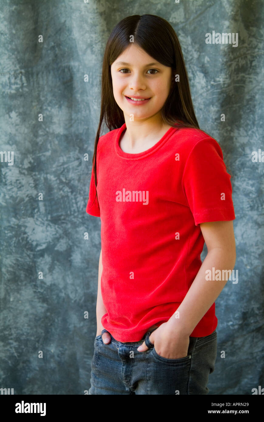 girl in red shirt