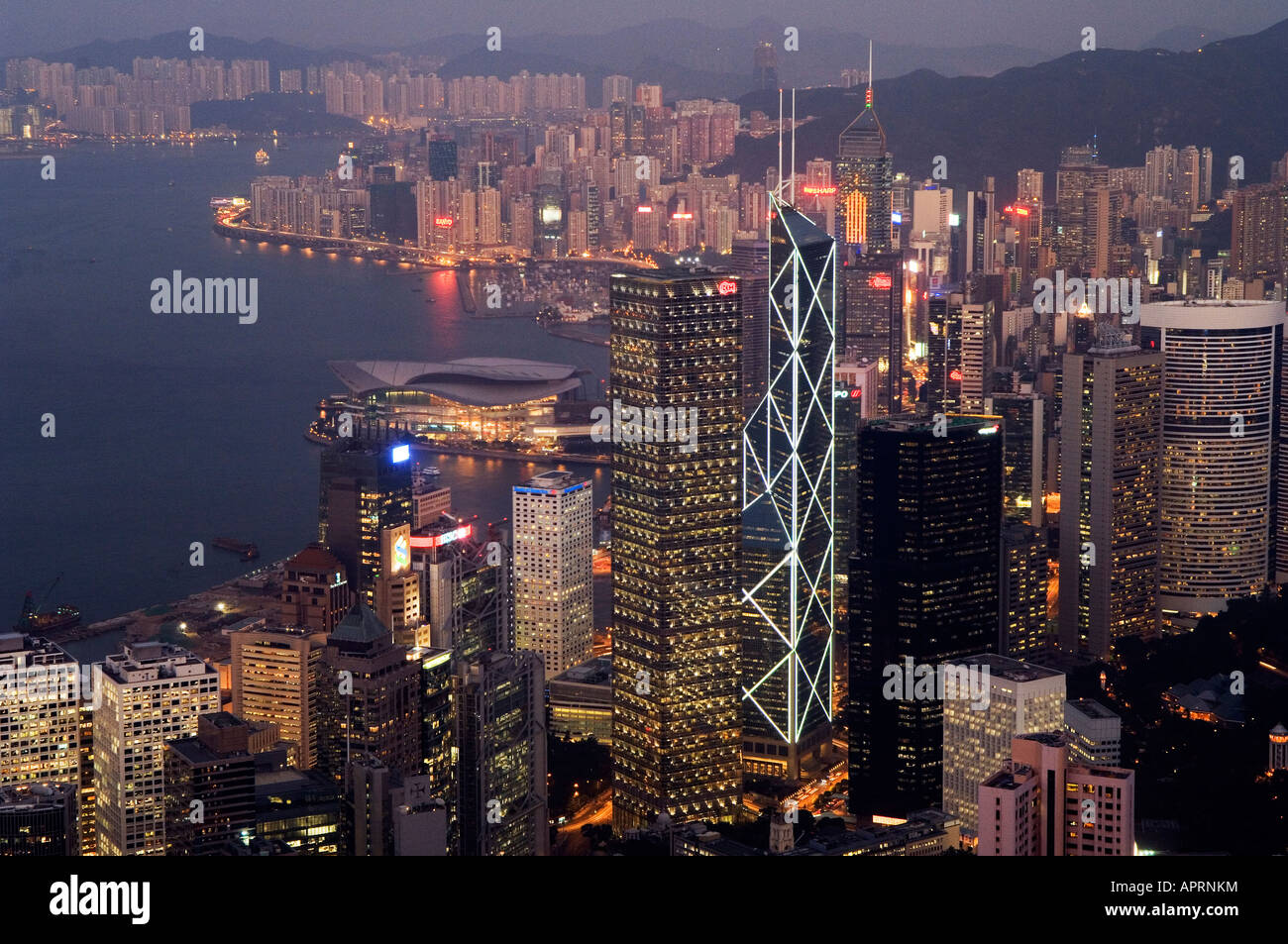 Hong Kong the city skyline at dusk as seen from Victoria Peak Stock ...