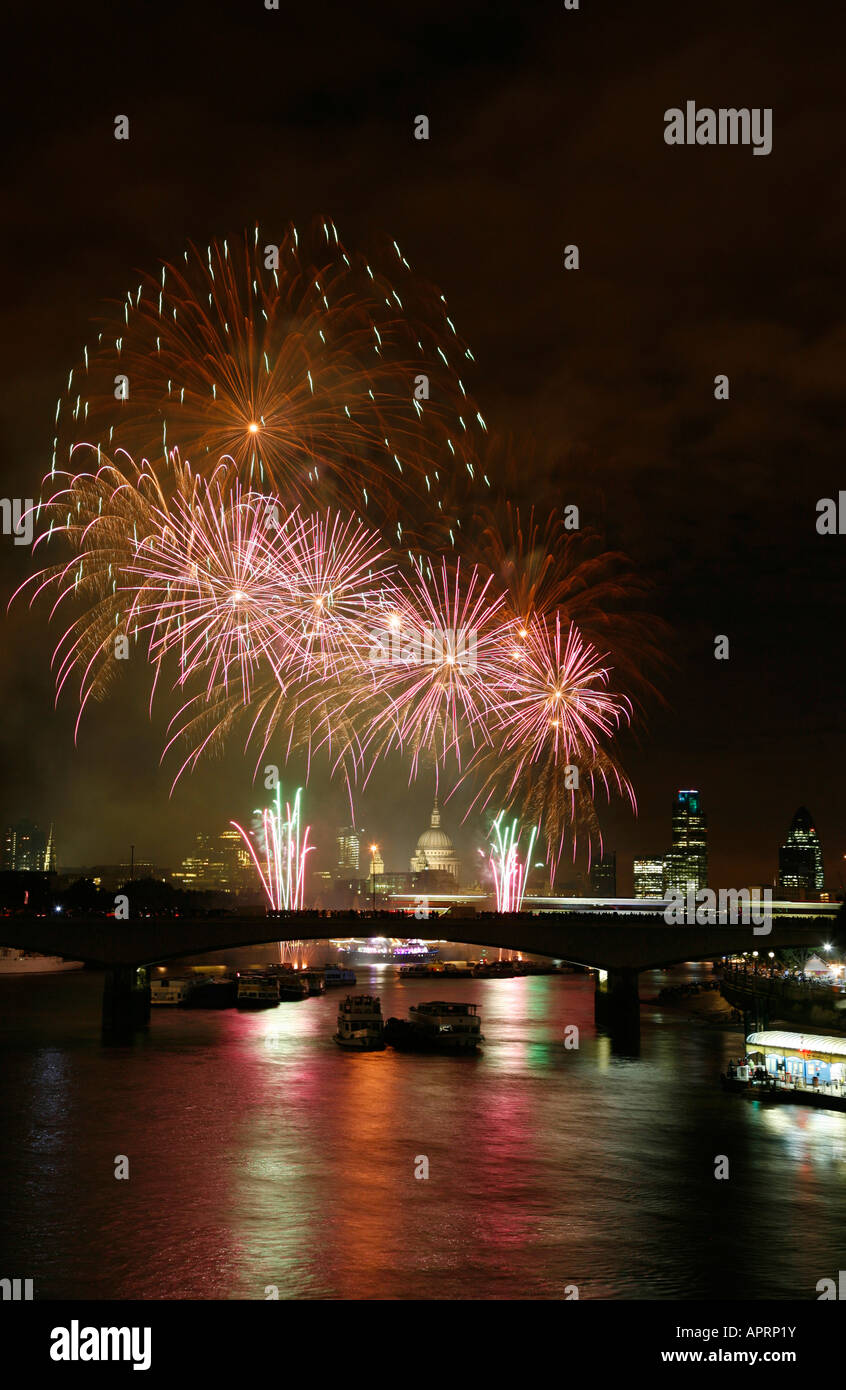 Thames Festival fireworks display, London Stock Photo Alamy
