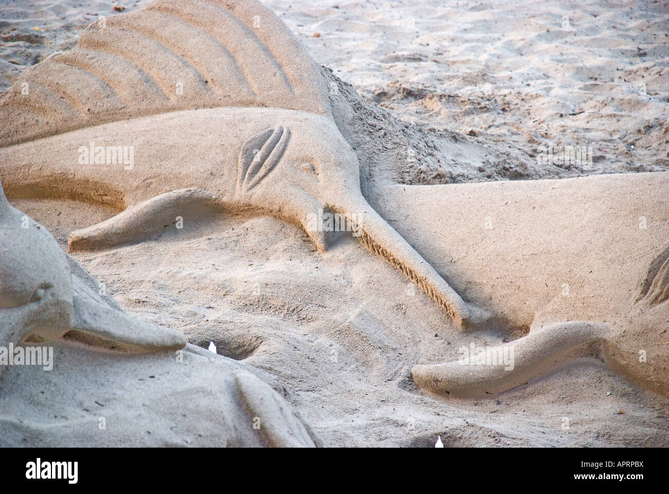 sand sculpture on the beach Stock Photo Alamy