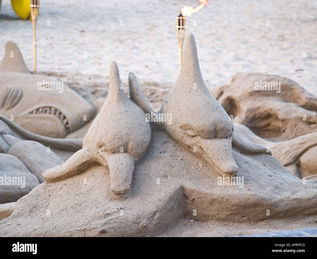sand sculpture on the beach Stock Photo Alamy