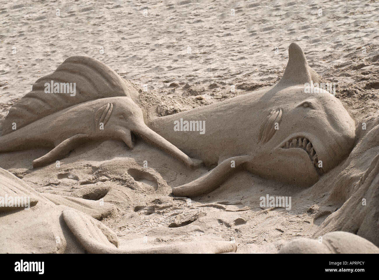 sand sculpture on the beach Stock Photo Alamy